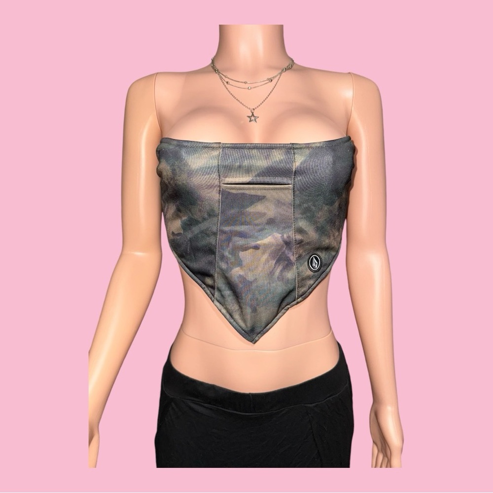Camo Cropped Tie Top